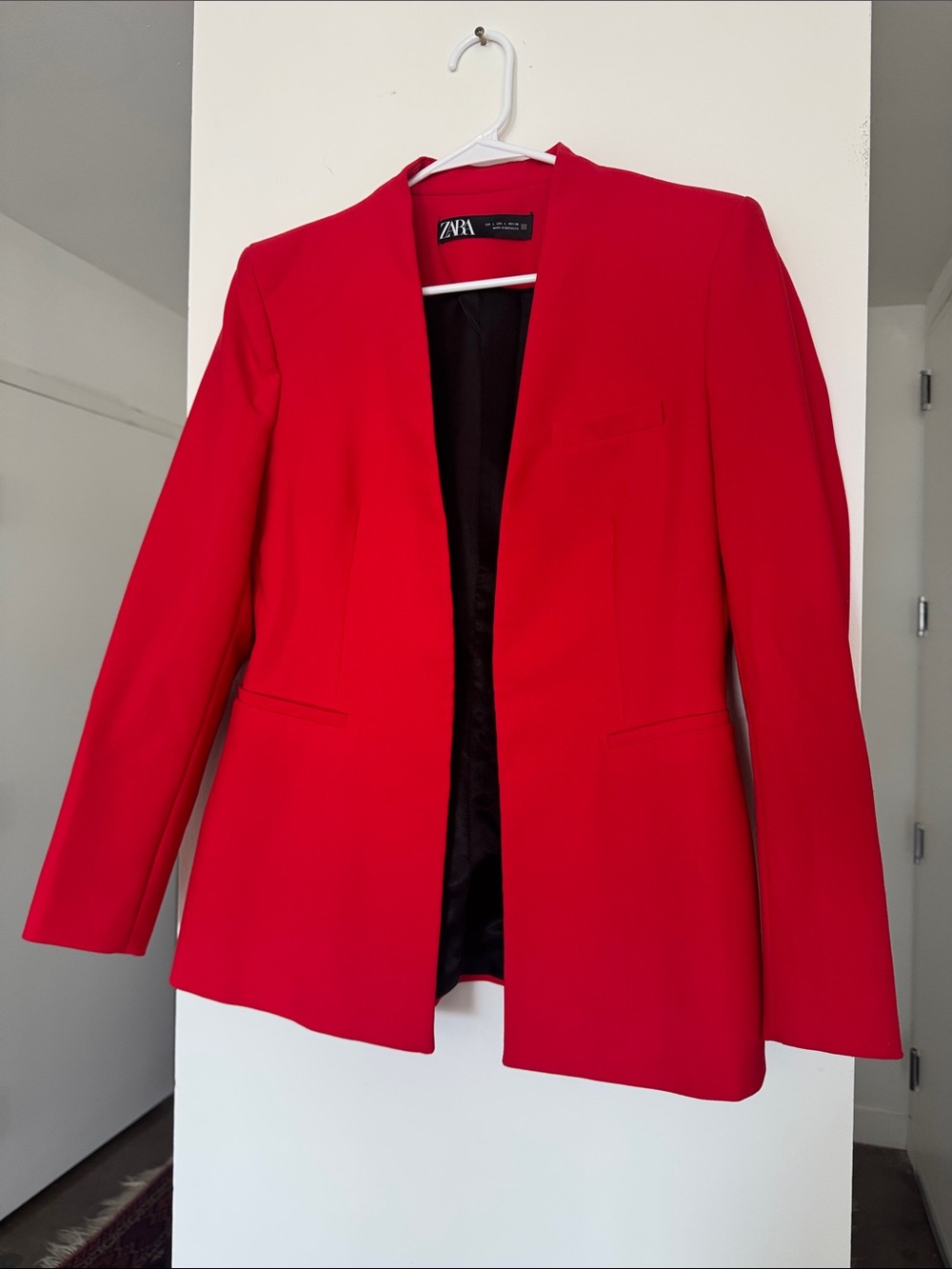 Zara Bright Red Open-Front Blazer